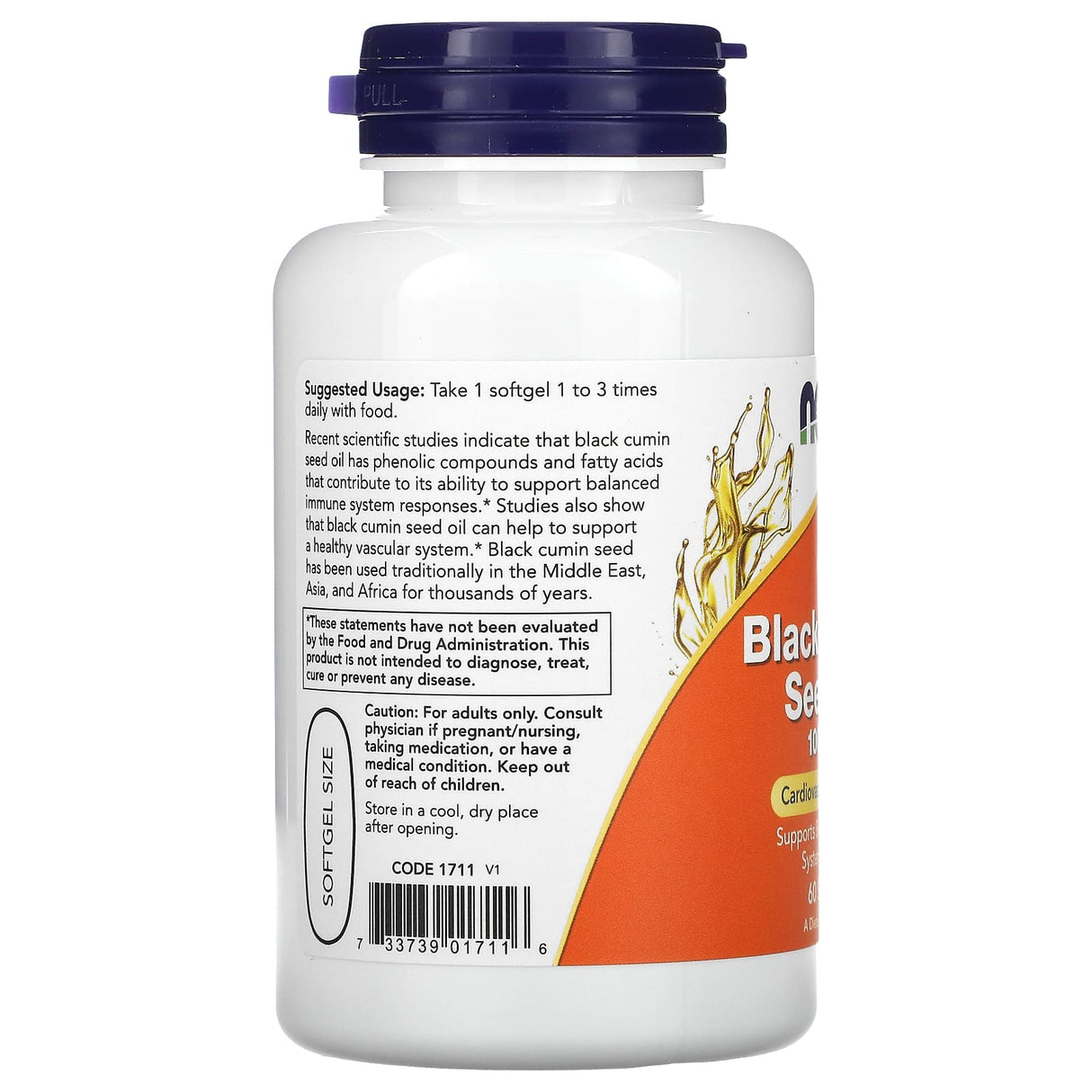 Black Cumin Seed Oil, (Chimen Negru) 1000 mg, Now Foods, 60 softgels