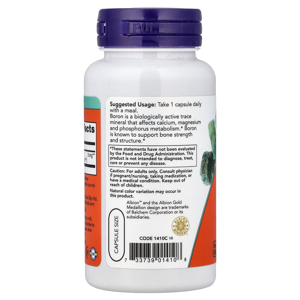 Boron (Bor) Mineral, 3 mg, Now Foods, 100 capsule