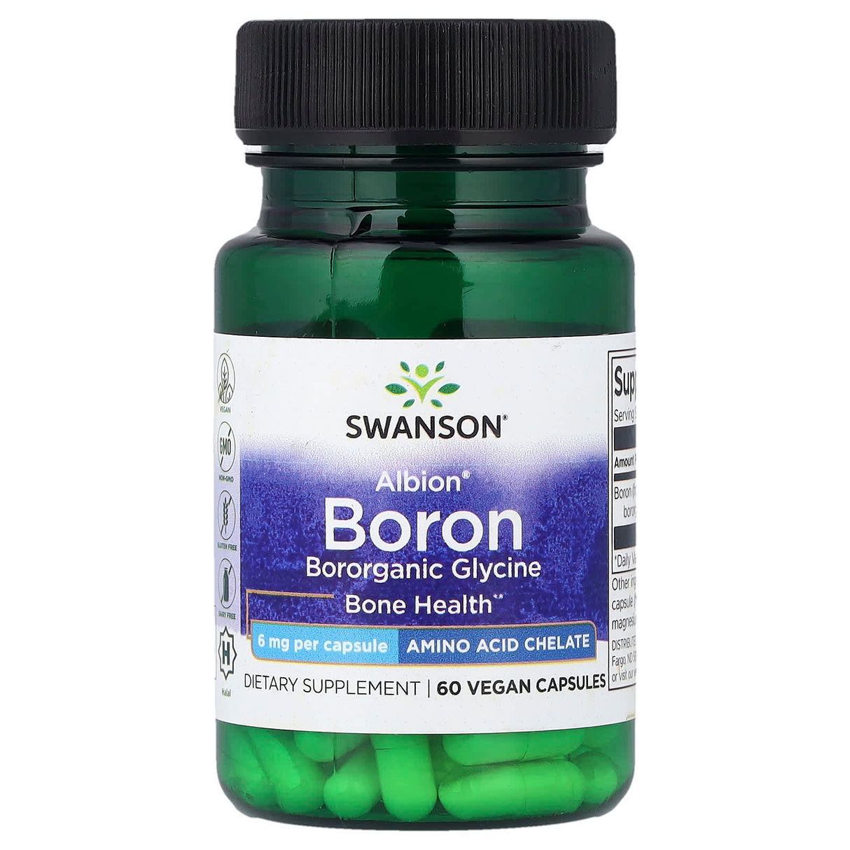 Boron from Albion Boroganic Glycine, 6 mg, Swanson, 60 capsule SWU1028