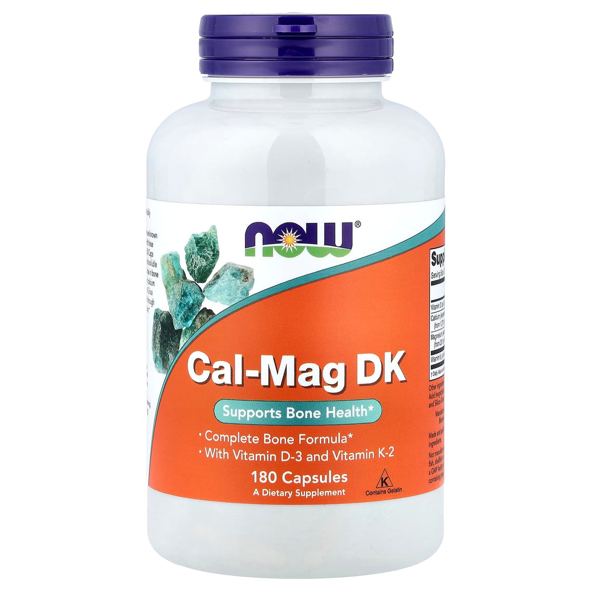 Calciu-Magneziu, vit D3 si K2, NOW Foods, 180 capsule
