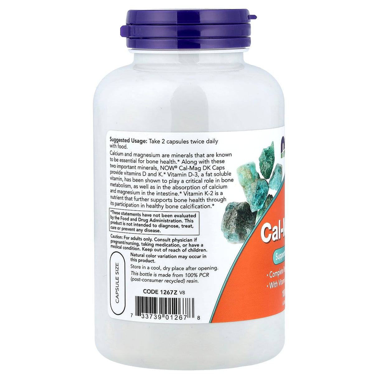 Calciu-Magneziu, vit D3 si K2, NOW Foods, 180 capsule