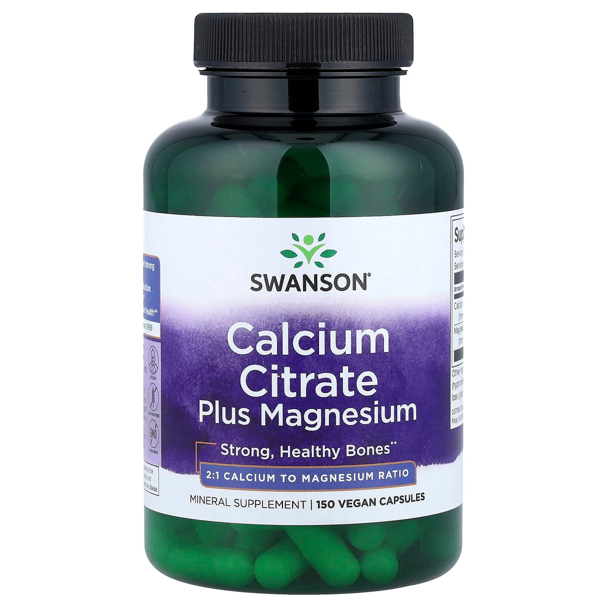 Calcium Citrate Plus Magnesium, 2:1 Raport, Swanson, 150 capsule SW180