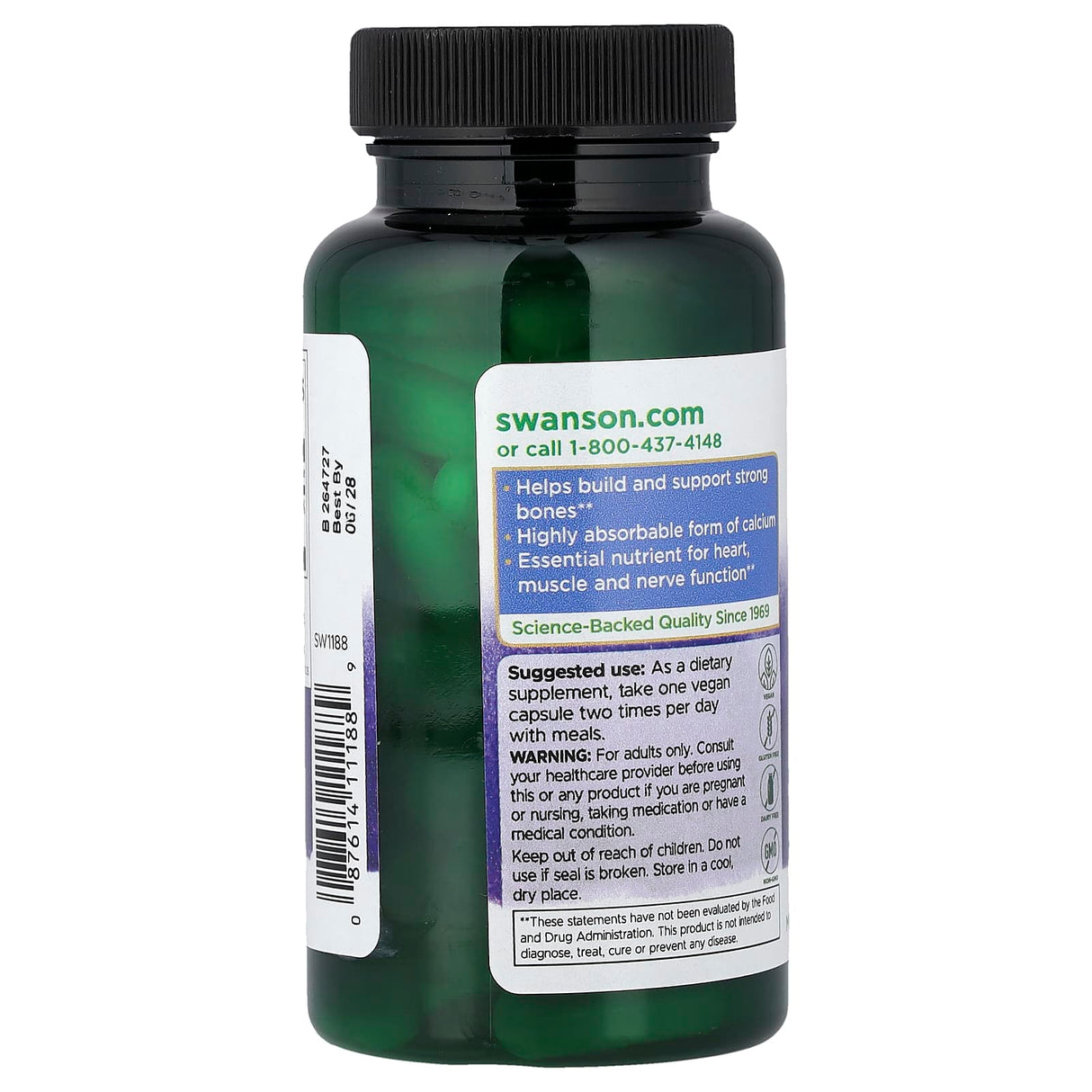 Calcium Citrate, 200 mg, Swanson, 60 capsule SW1188