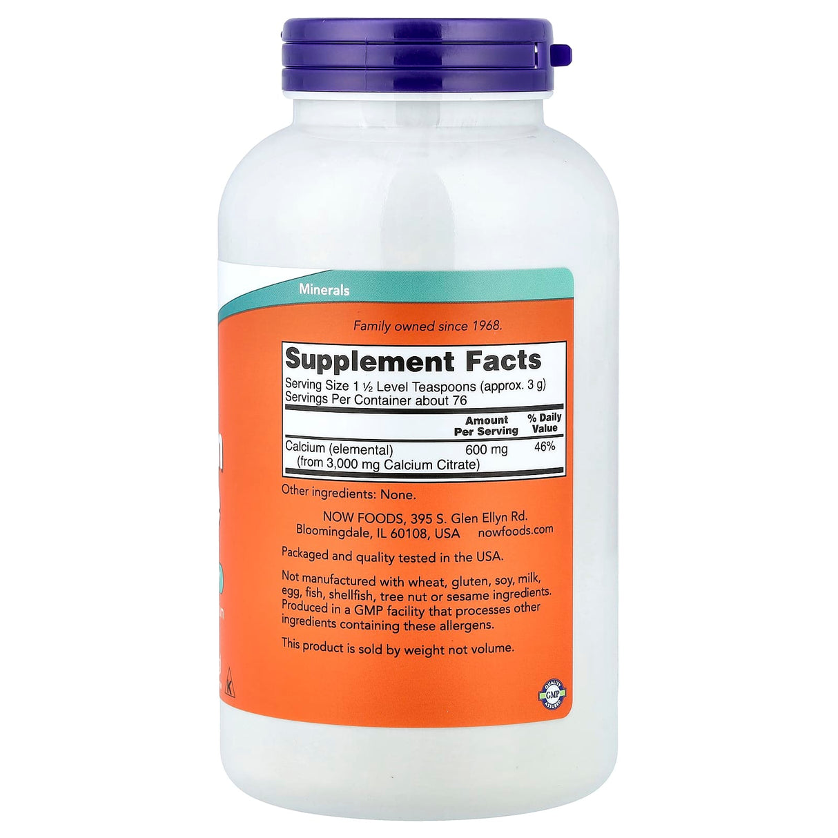 Calcium Citrate, Pure Powder, Now Foods, 227g
