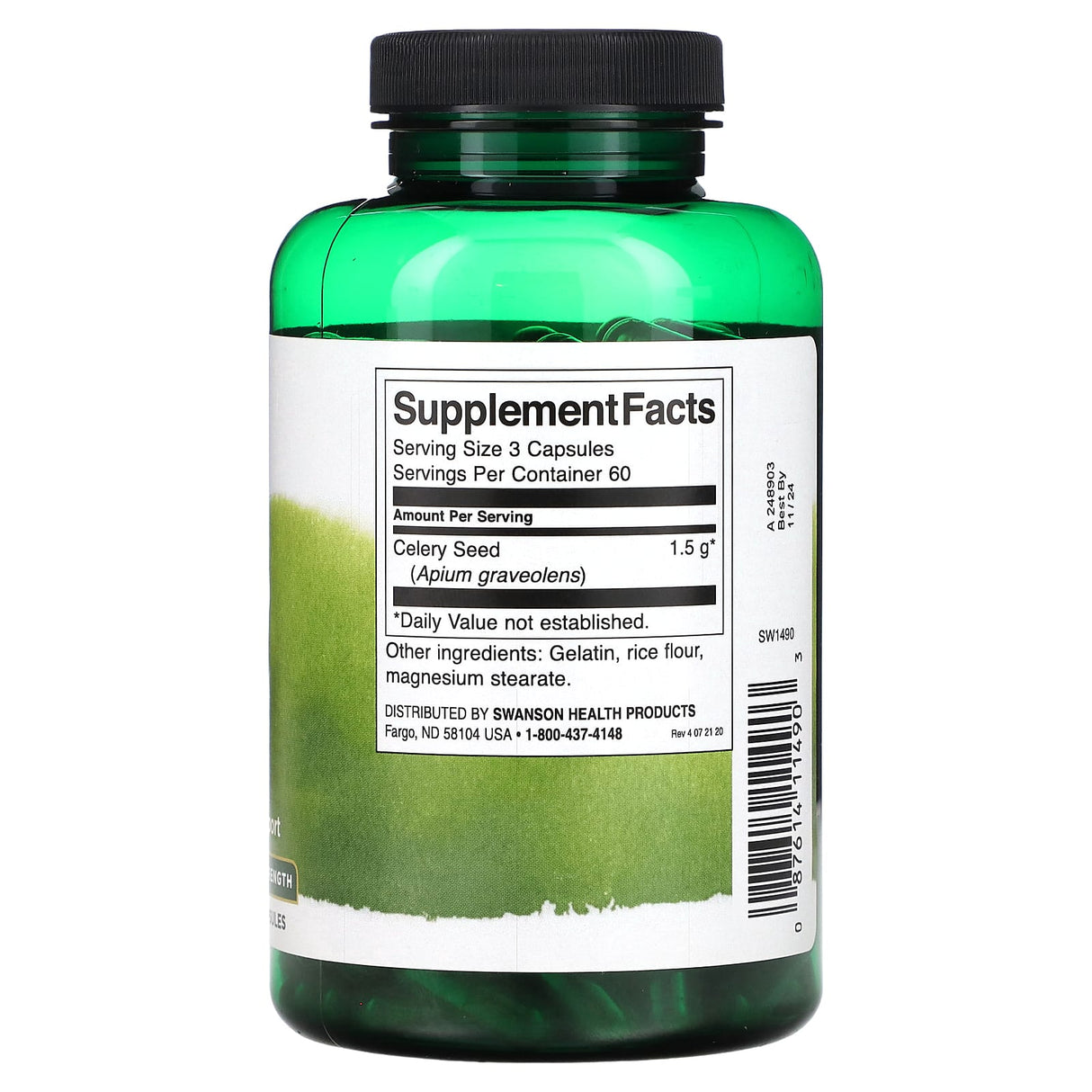 Celery Seed (Seminte de Telina), 500 mg, Swanson, 180 capsule SW1490
