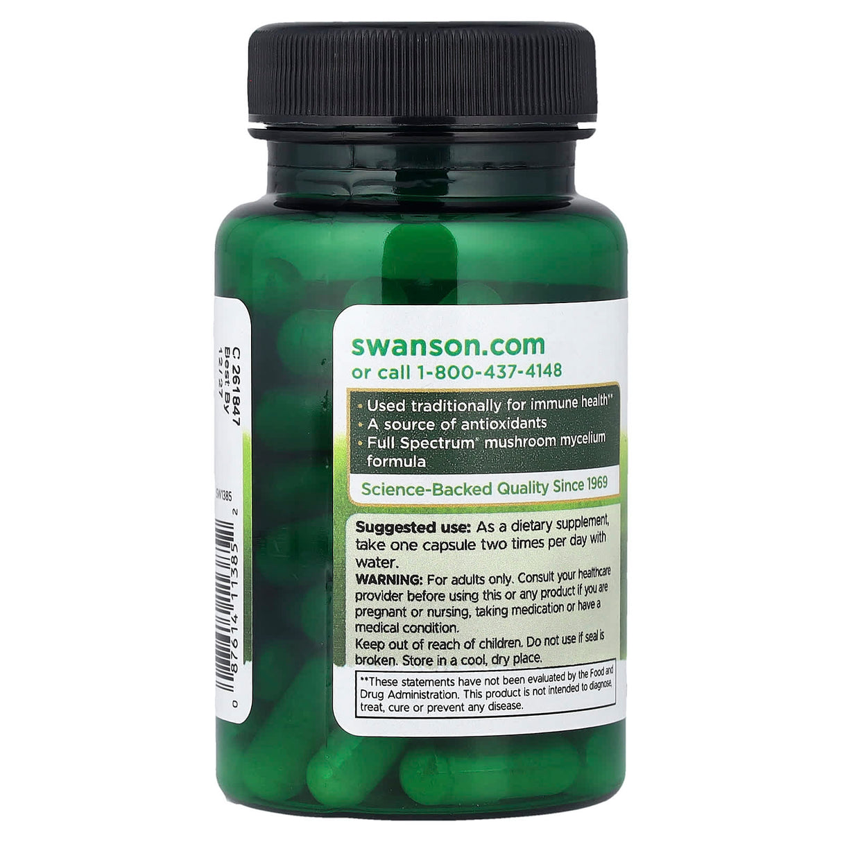 Chaga Mushroom (Inonotus Obliquus), 400mg, Swanson, 60 capsule SW1385
