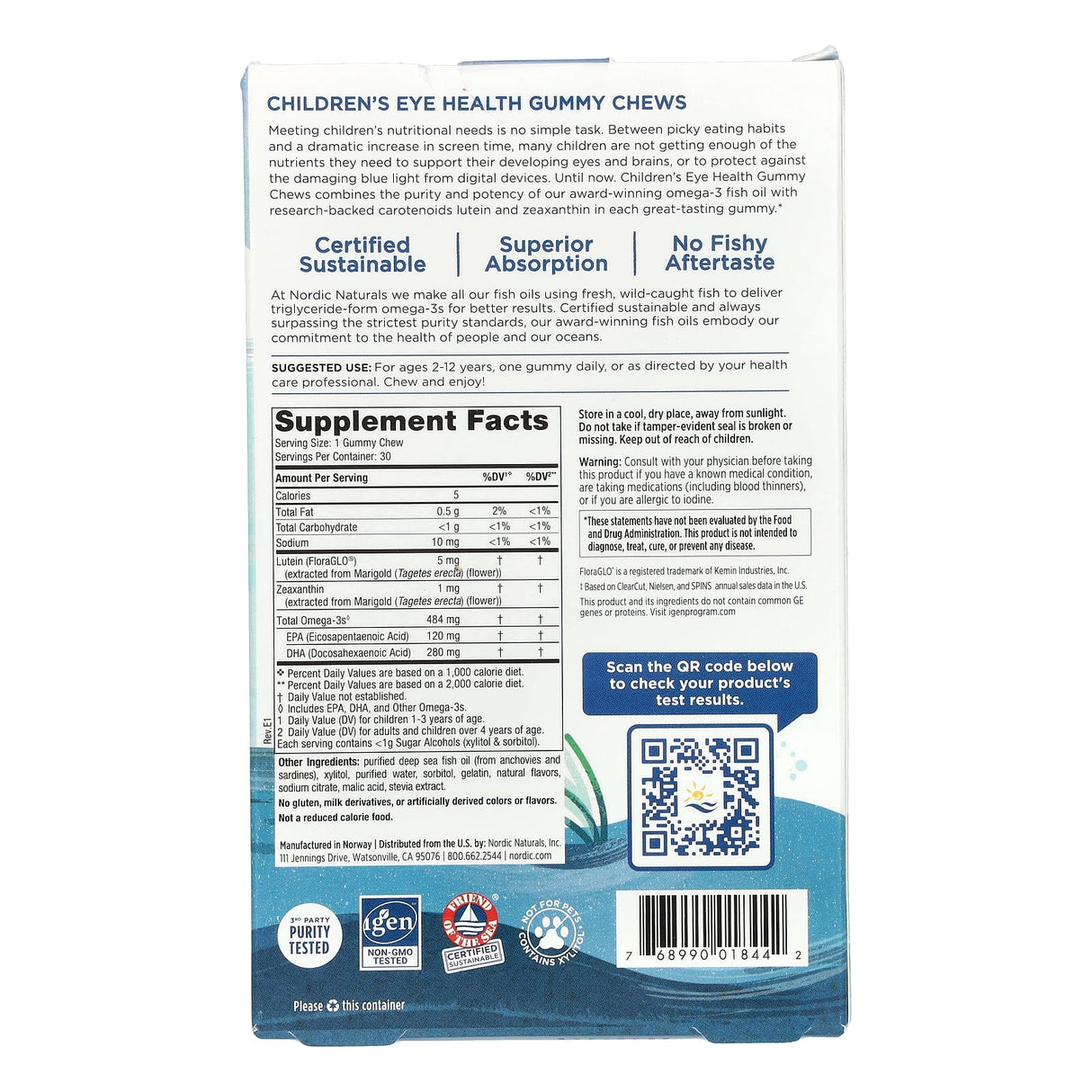 Children's Eye Health Gummies, Nordic Naturals, 30 jeleuri