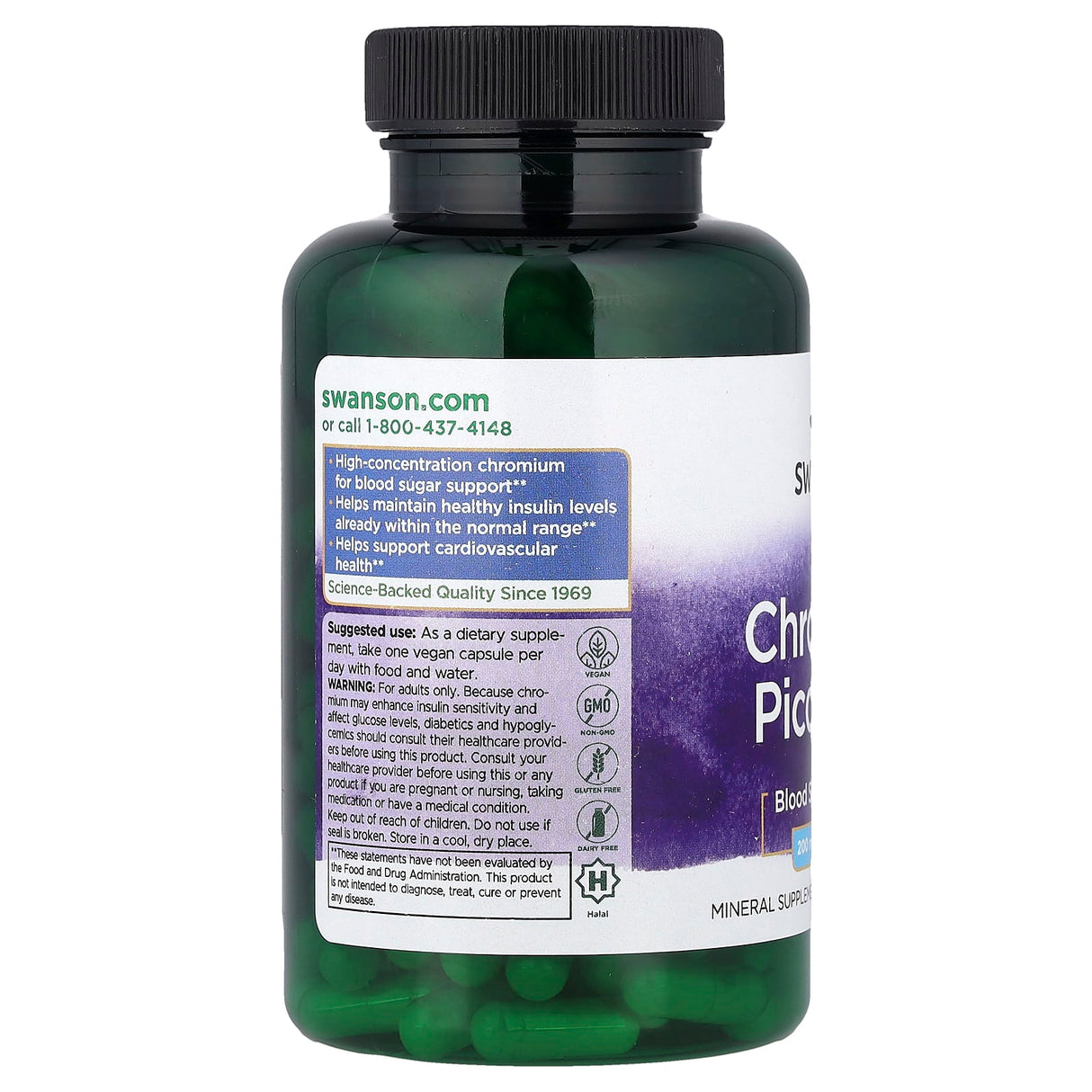 Chromium Picolinate, 200mcg, Swanson, 200 capsule SW923