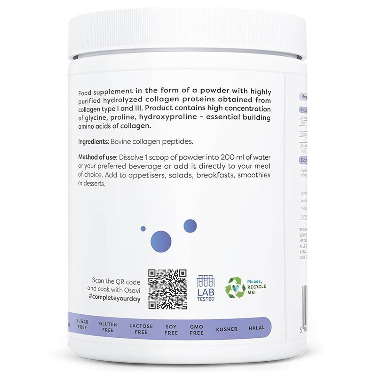 Collagen Peptides, Hydrolyzed type I & III, Osavi, 300g