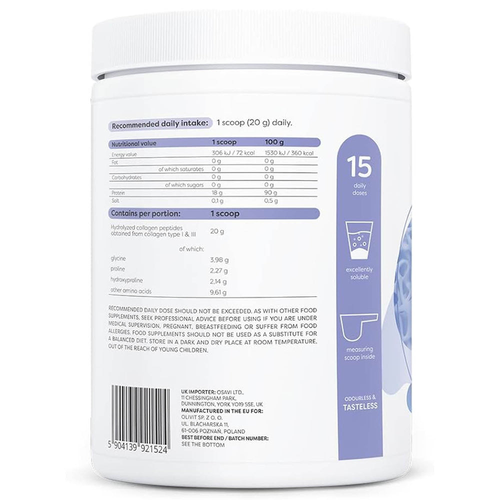 Collagen Peptides, Hydrolyzed type I & III, Osavi, 300g