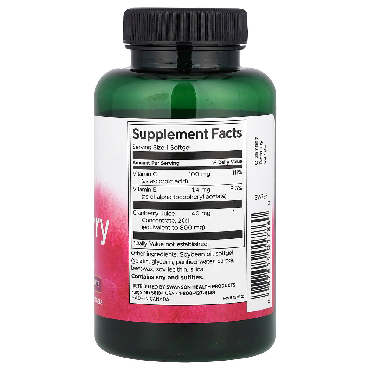 Cranberry (Merisoare), 20:1 Concentrate, Swanson, 180 softgels SW786