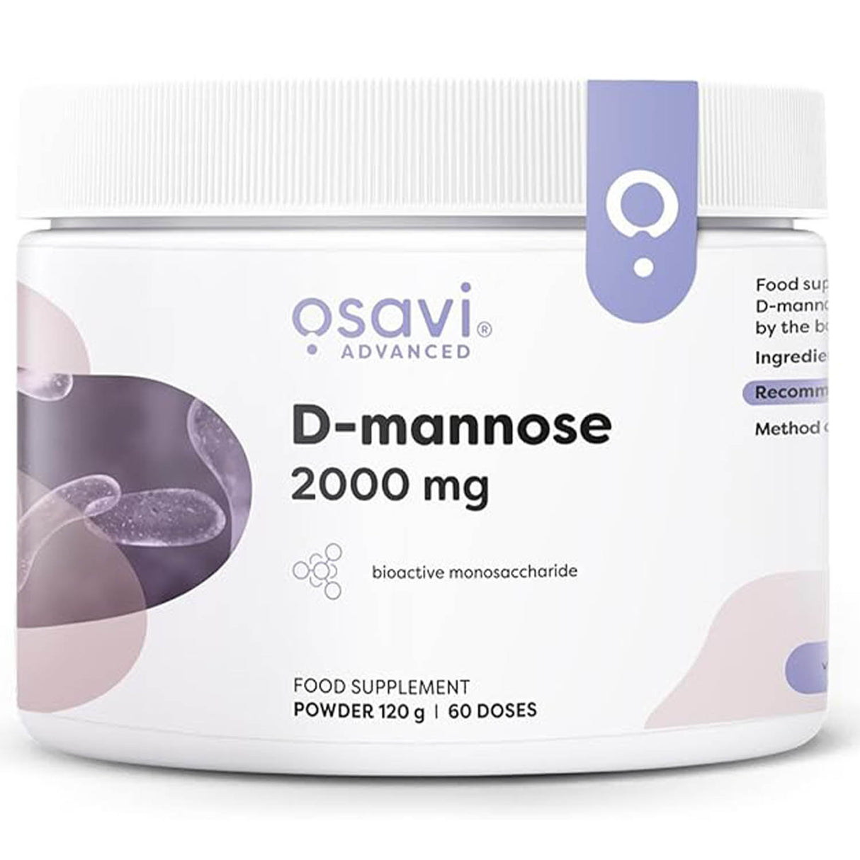 D-Mannose Powder, (Sănătatea Tractului Urinar), 2000 mg, Osavi, 120g