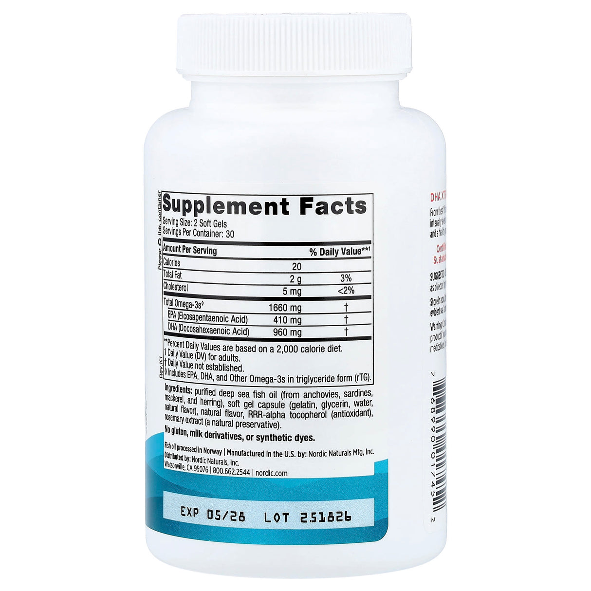 DHA Xtra Omega 3, 960 mg, Nordic Naturals, 60 softgels