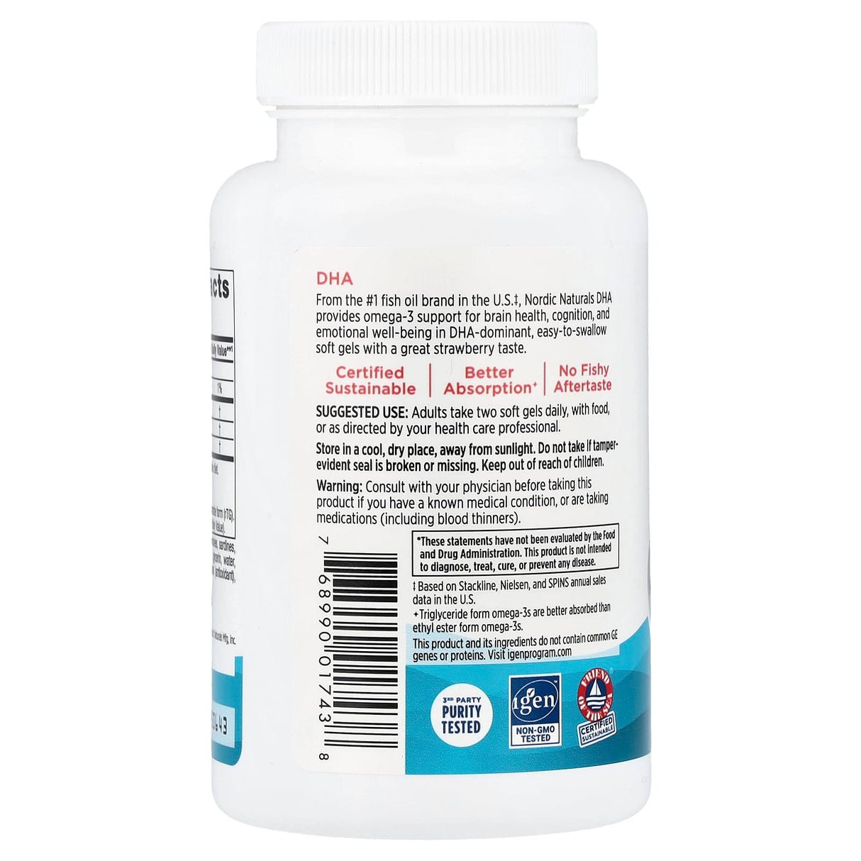 DHA (Omega 3), 480 mg, Nordic Naturals, 90 softgels