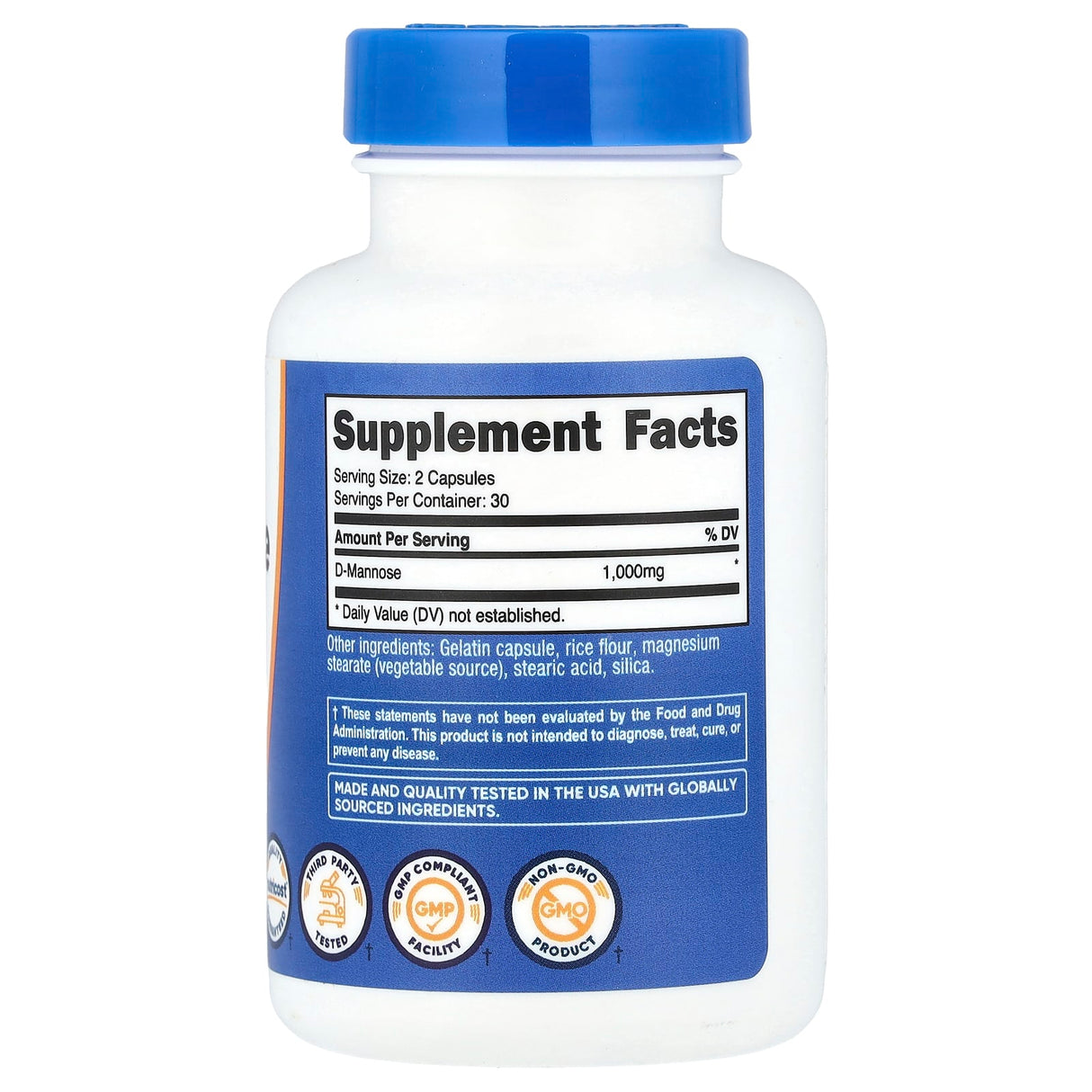 D-Mannose, 500 mg, Nutricost, 60 capsule