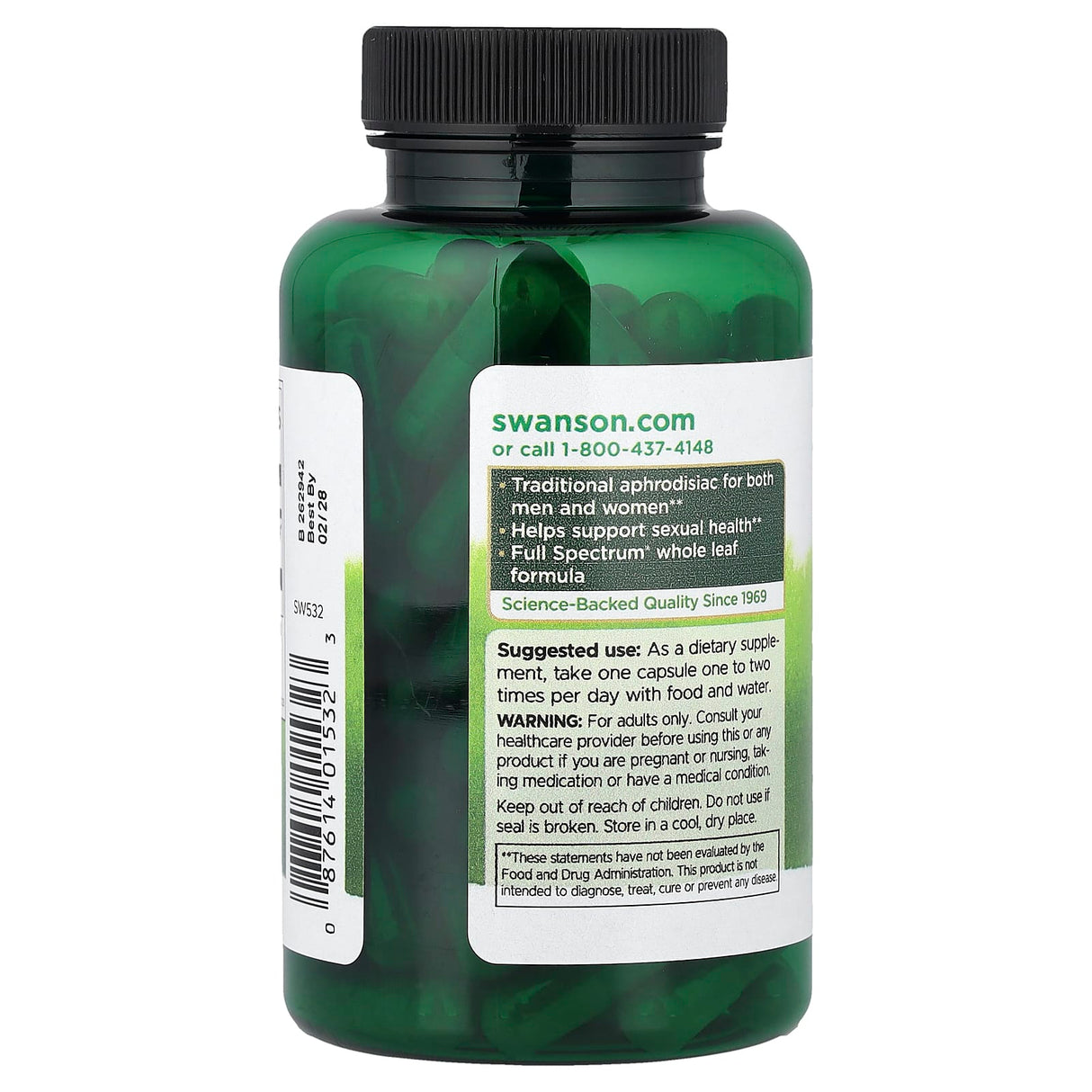 Damiana Leaves, 510mg, Swanson, 100 capsule SW532