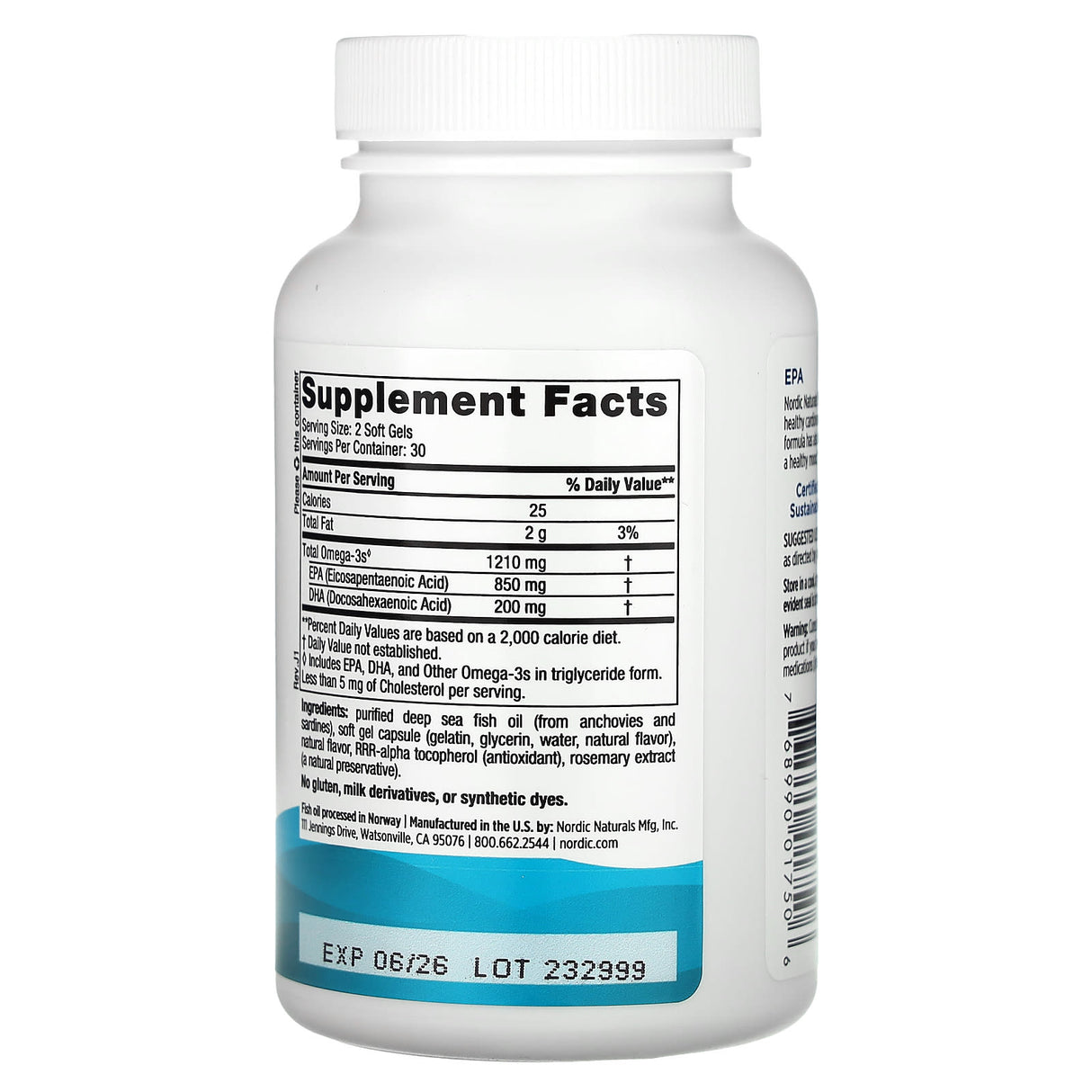 EPA Omega 3, Fish Oil, Nordic Naturals, 60 softgels
