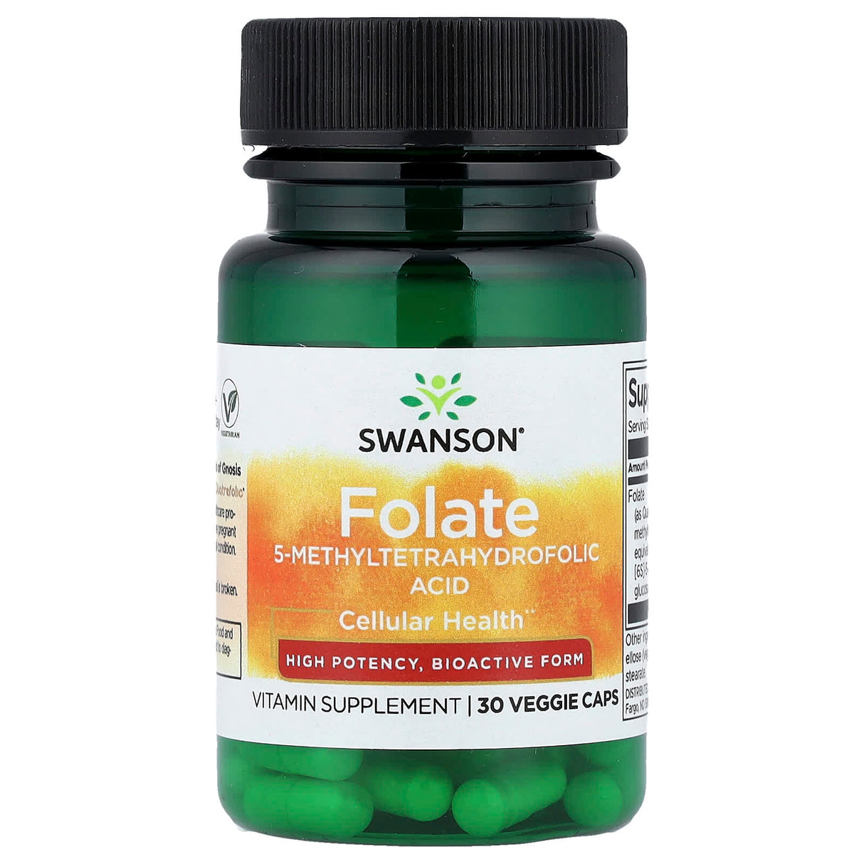 Folate (5-Methyltetrahydrofolic Acid), 800mcg, Swanson, 30 capsule SWU714