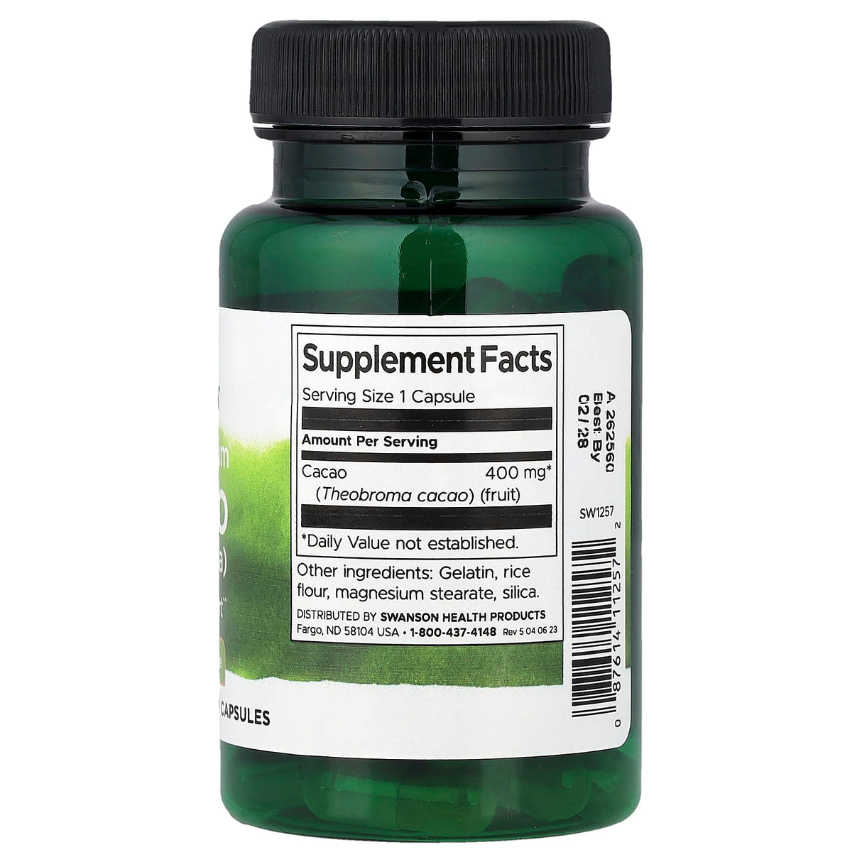 Full Spectrum Cacao (Raw Cocoa), 400 mg, Swanson, 60 capsule SW1257