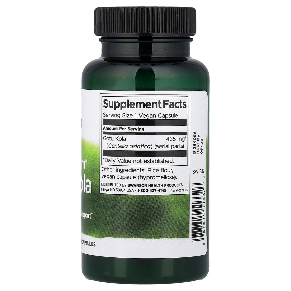 Full Spectrum Gotu Kola, 435mg, Swanson, 60 capsule SW1332