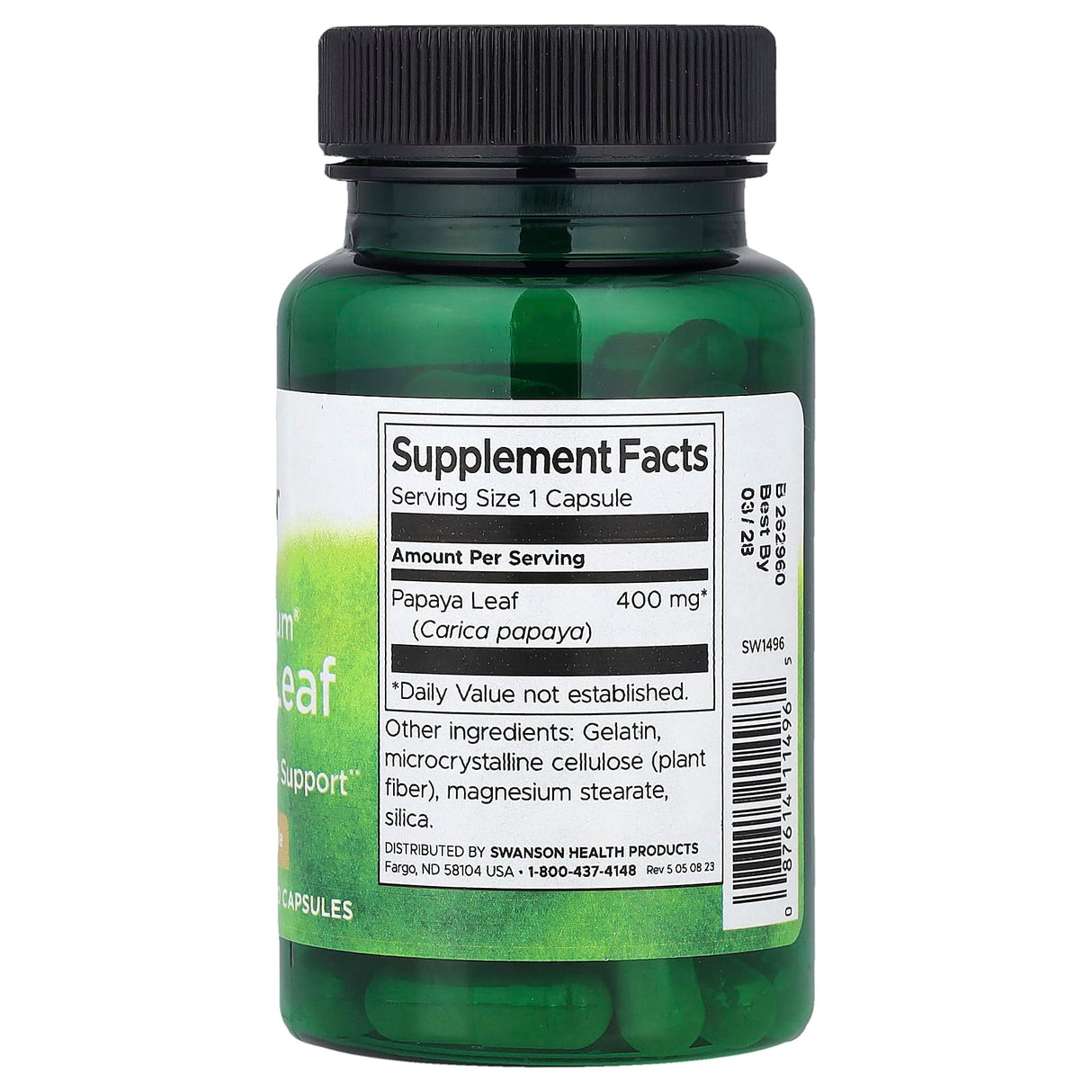 Full Spectrum Papaya Leaf, 400 mg, Swanson, 60 capsule SW1496