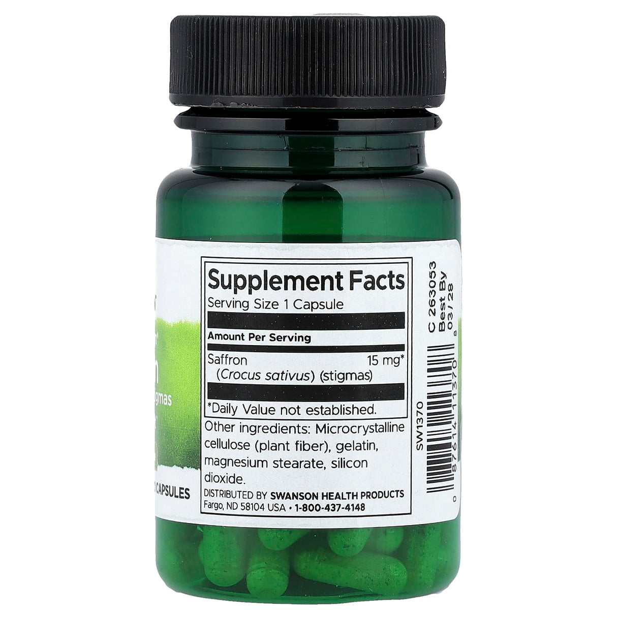 Full Spectrum Saffron (Sofran), 15 mg, Swanson, 60 capsule SW1370