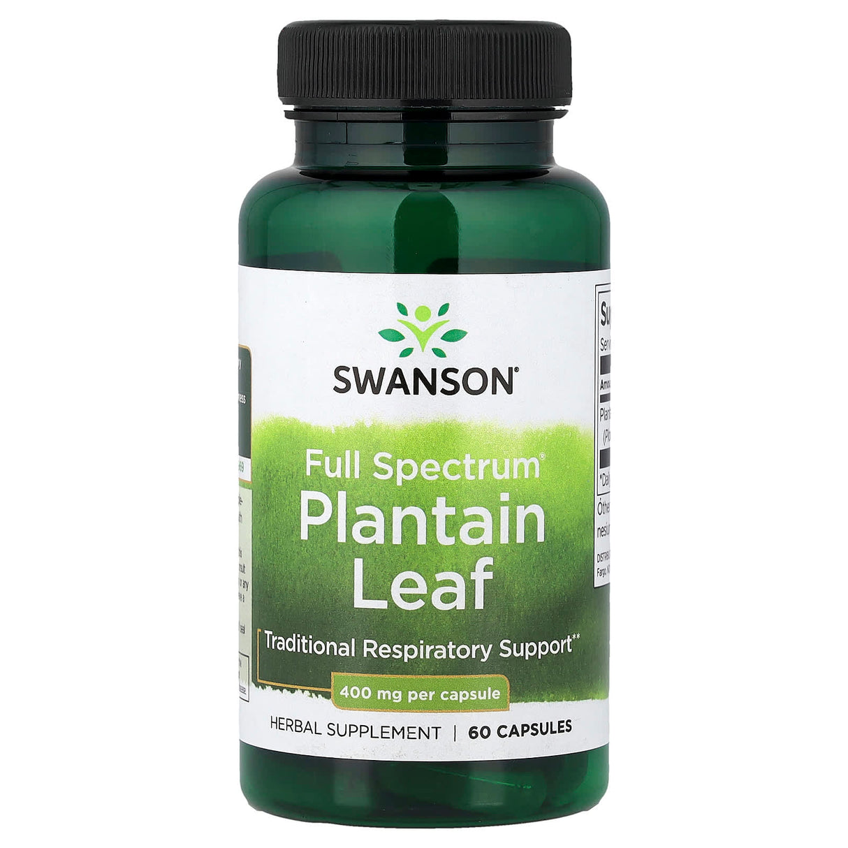Plantain Leaf (Sistemul Respirator) 400 mg, Swanson, 60 capsule SW1269