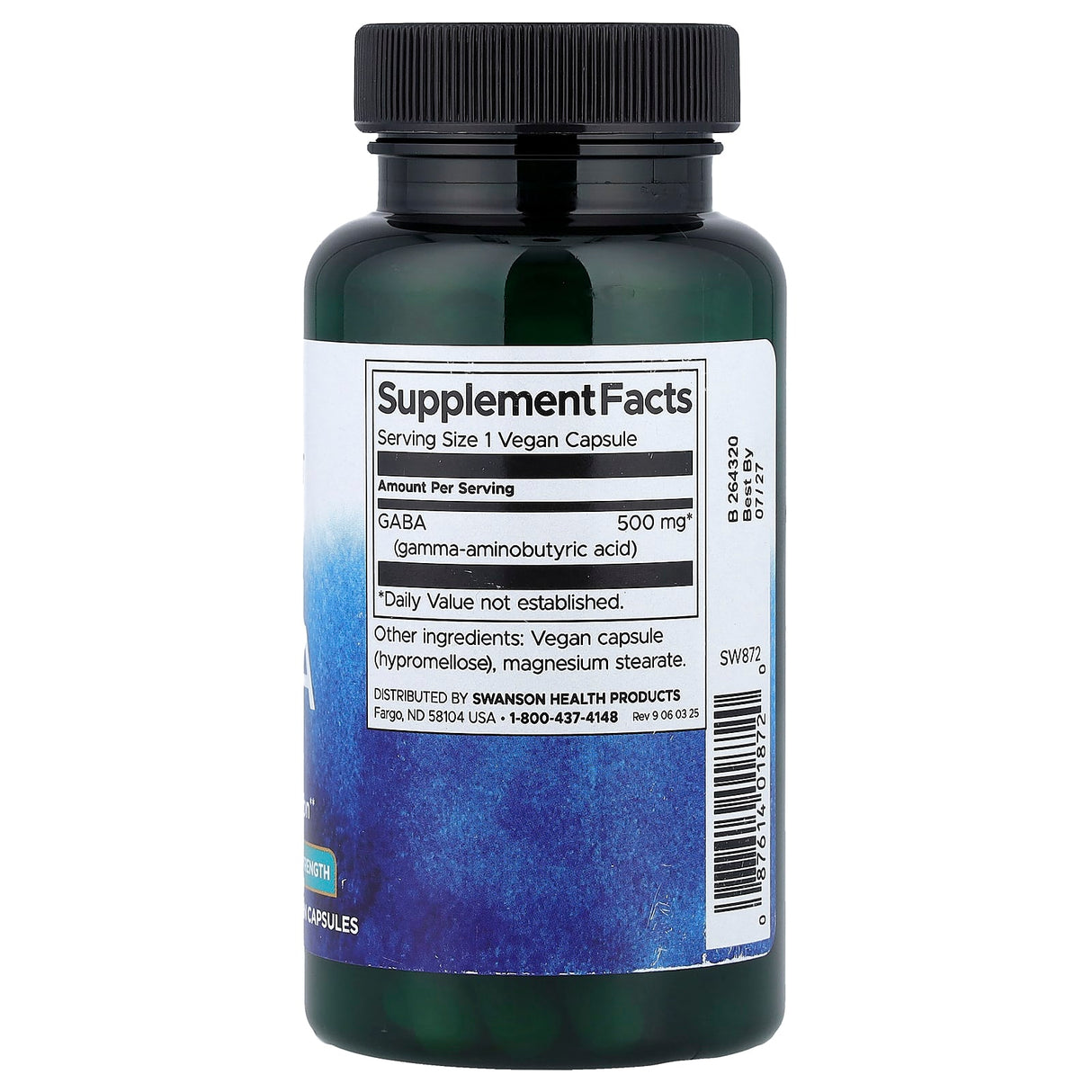 GABA, 500 mg, Swanson, 100 capsule SW872