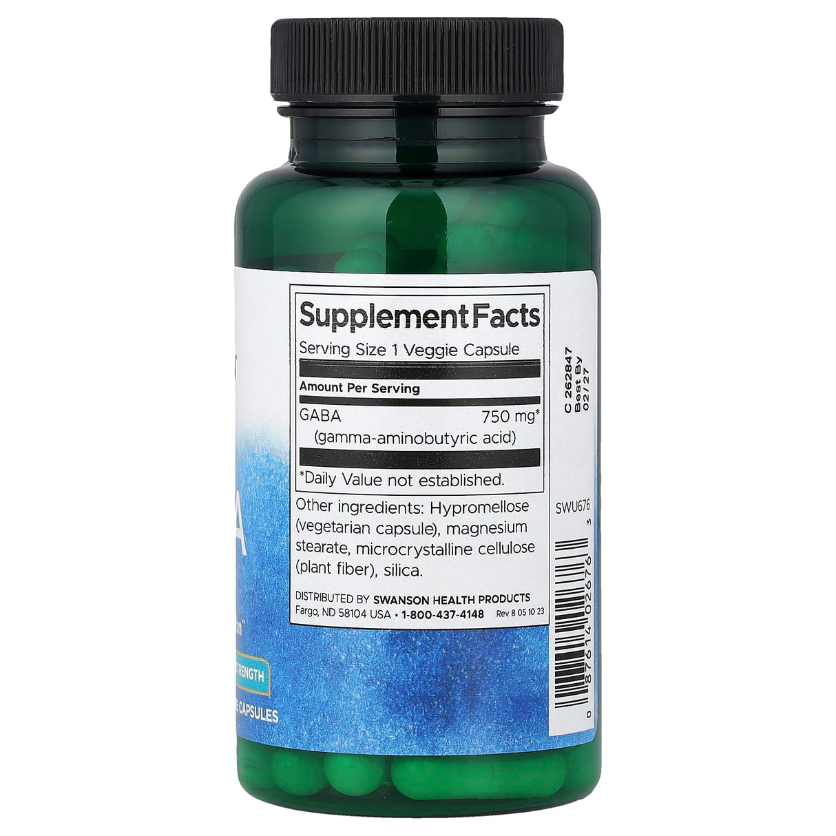 GABA, 750 mg Maximum Strength, Swanson, 60 capsule SWU676