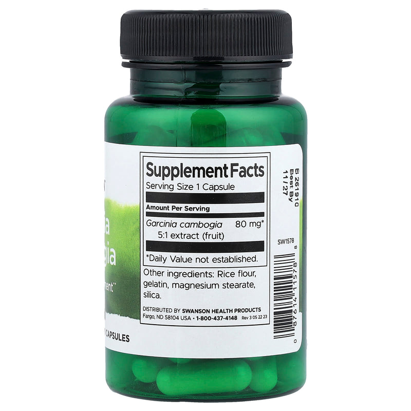 Încărcați imaginea în vizualizatorul Galerie, Garcinia Cambogia 5:1 Extract, 80mg, Swanson, 60 capsule SW1578
