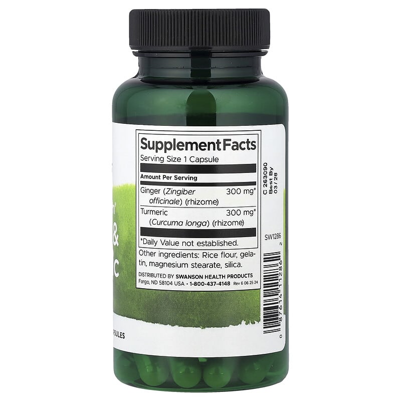 Ginger & Turmeric Full Spectrum, 300mg, Swanson, 60 capsule SW1286