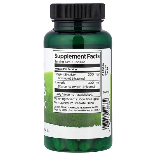 Ginger & Turmeric Full Spectrum, 300mg, Swanson, 60 capsule SW1286