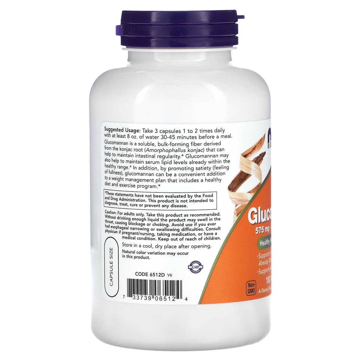 Glucomannan from Konjac Root, 575mg, Now Foods, 180 capsule