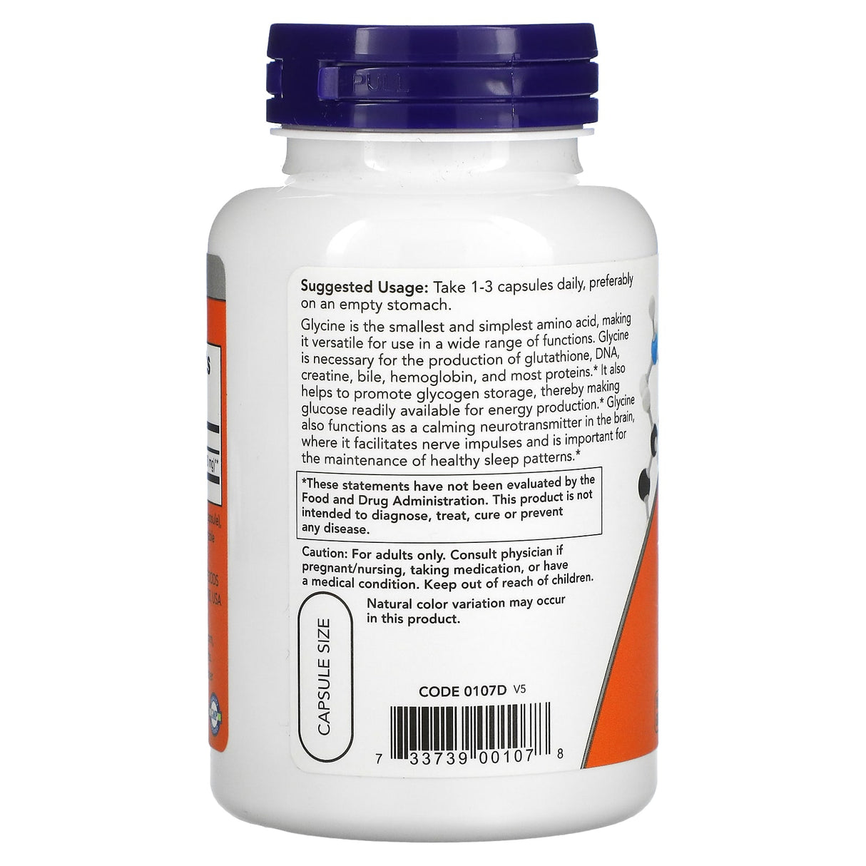 Glycine Caps, 1000 mg, Now Foods, 100 capsule