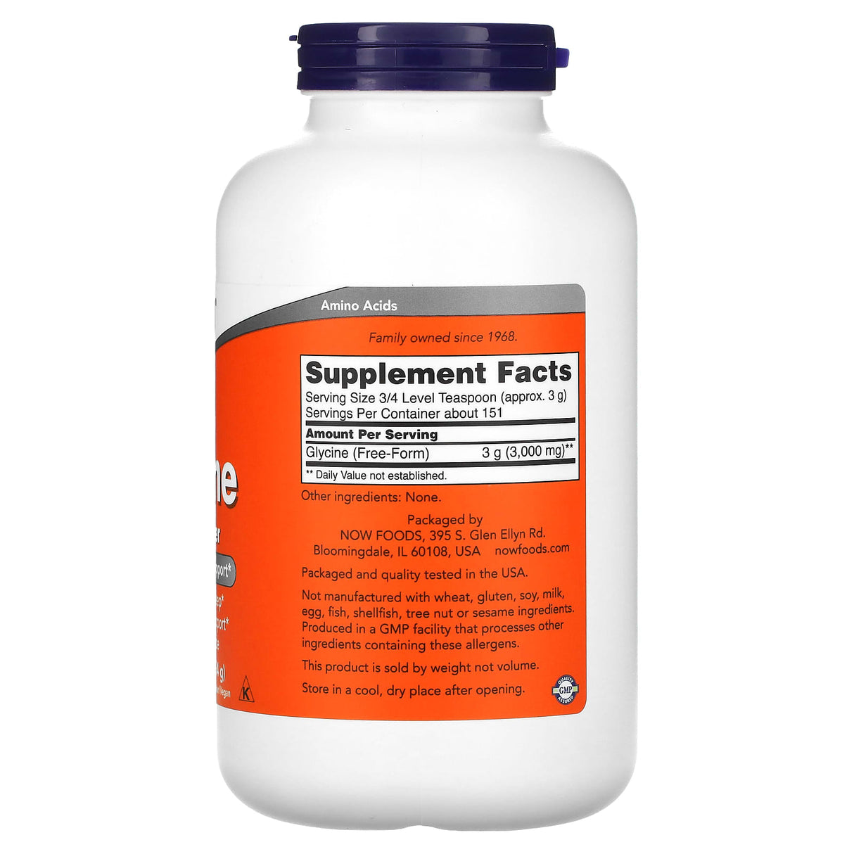 Glycine, Pure Powder (Glicina), Now Foods, 454g