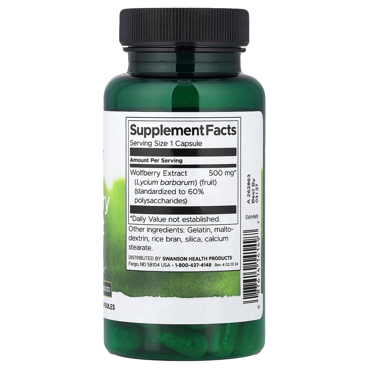 Goji Berry Extract, (Wolfberry) 500 mg, Swanson, 60 Capsule SWH149