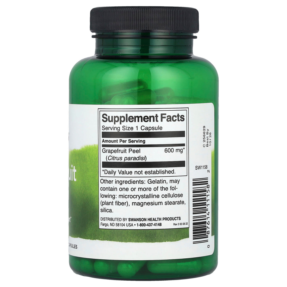 Grapefruit Peel, 600 mg, Swanson, 120 capsule SW1158