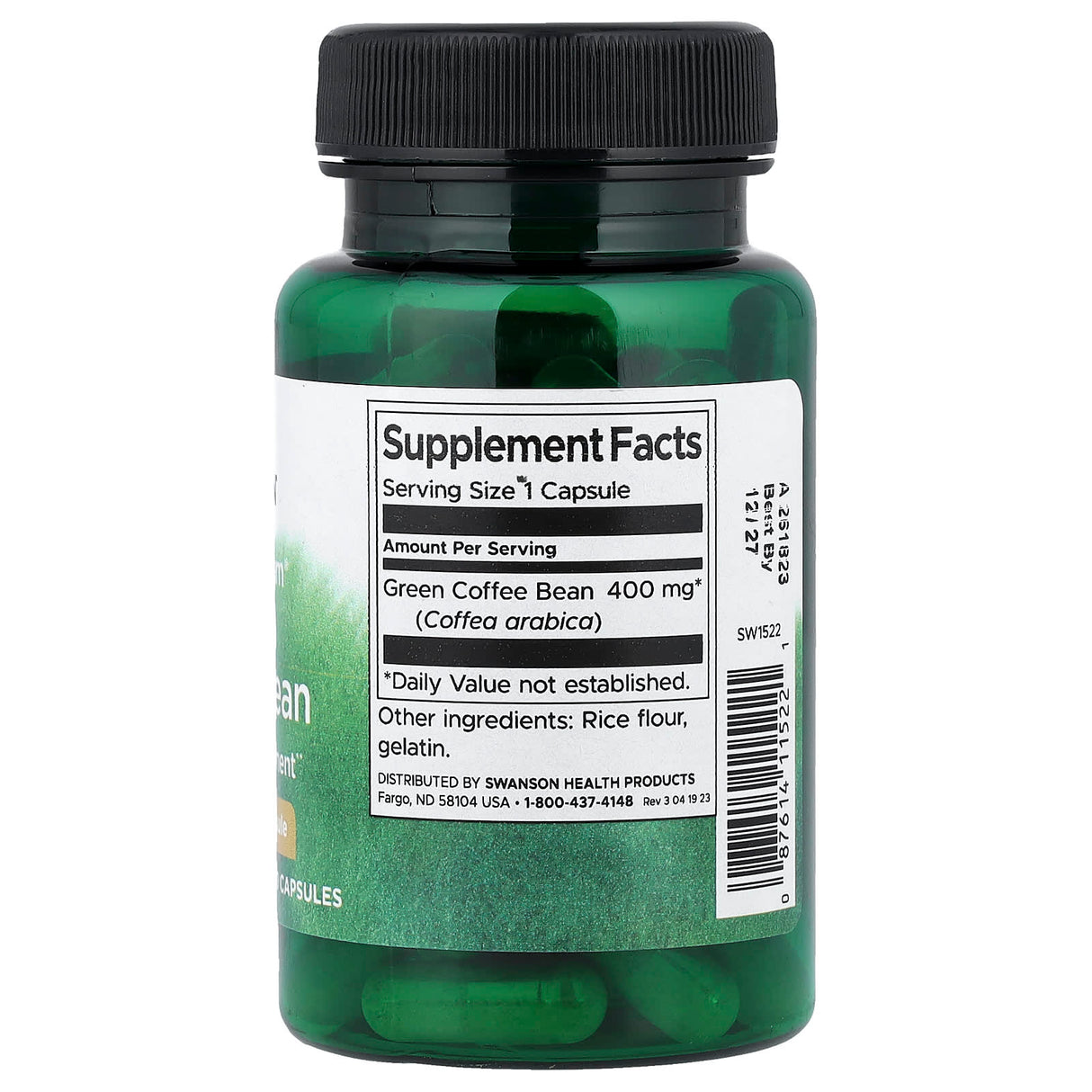 Green Coffee Bean (Boabe de Cafea Verde) 400 mg, Swanson, 60 capsule SW1522