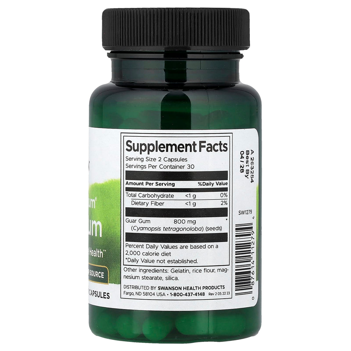 Guar Gum (Gumă de Guar), 400 mg, Swanson, 60 capsule SW1279