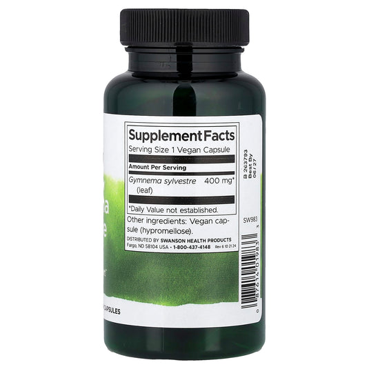Gymnema Sylvestre Leaf (Gurmar), 400 mg, Swanson, 100 capsule SW983