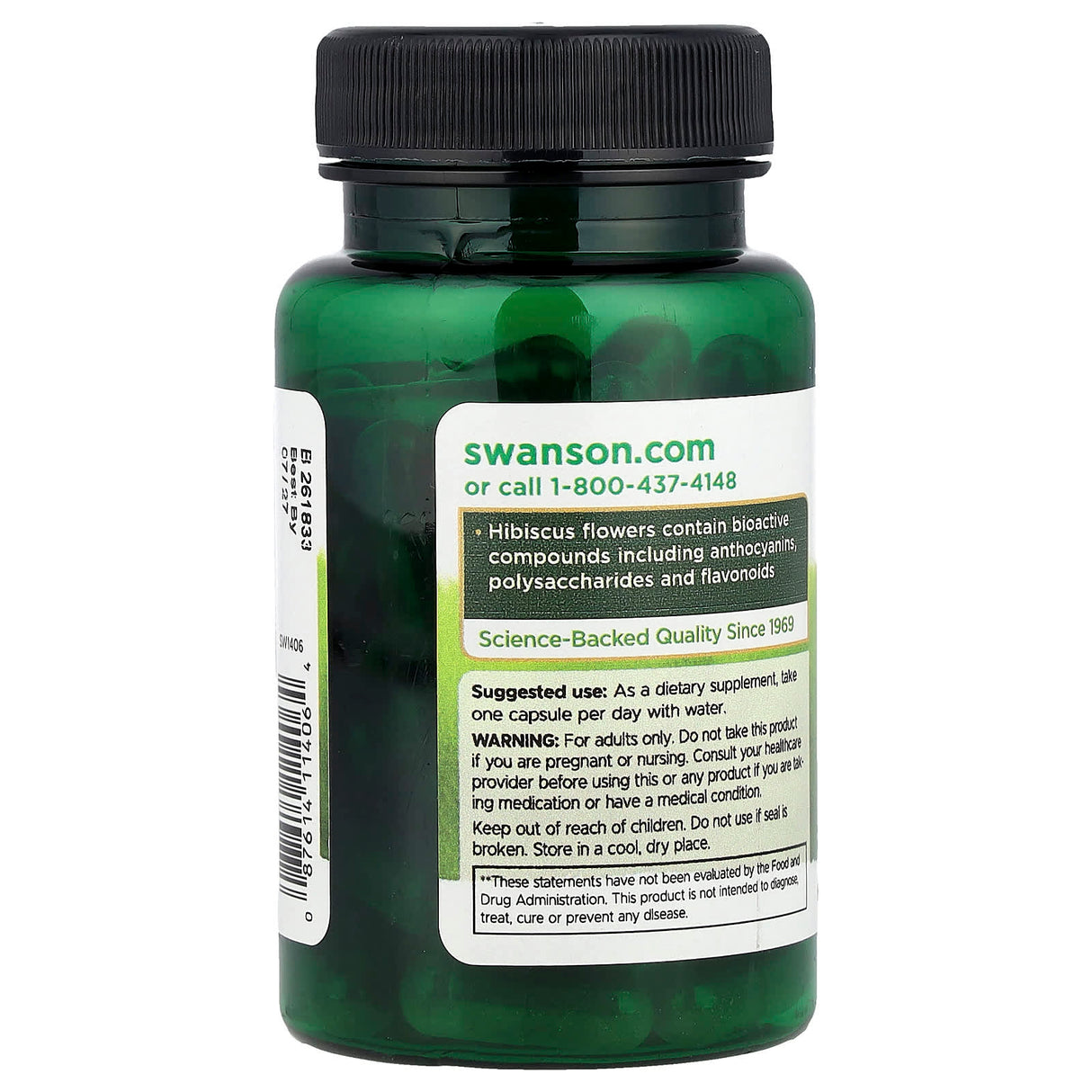 Hibiscus Flower 400 mg, Swanson, 60 capsule SW1406