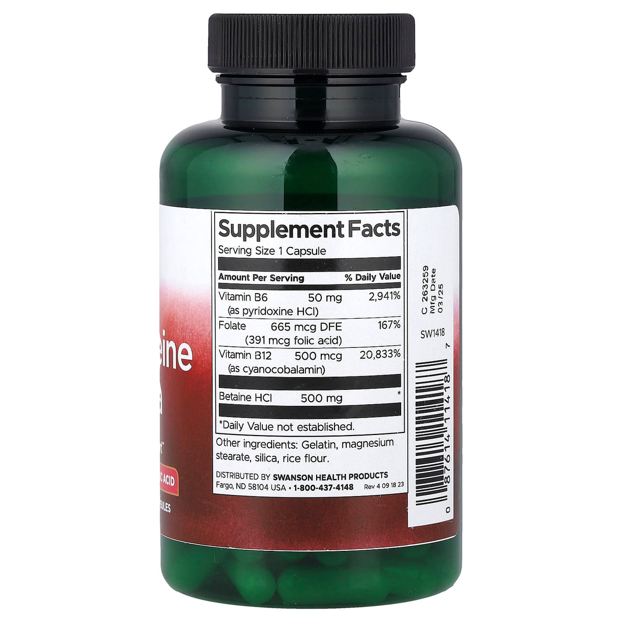 Homocysteine Formula, Swanson, 120 capsule SW1418