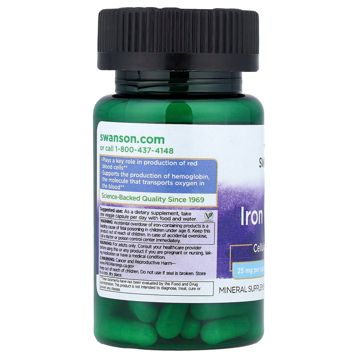 Iron Citrate (Citrat de Fier), 25 mg, Swanson, 60 capsule SW1377