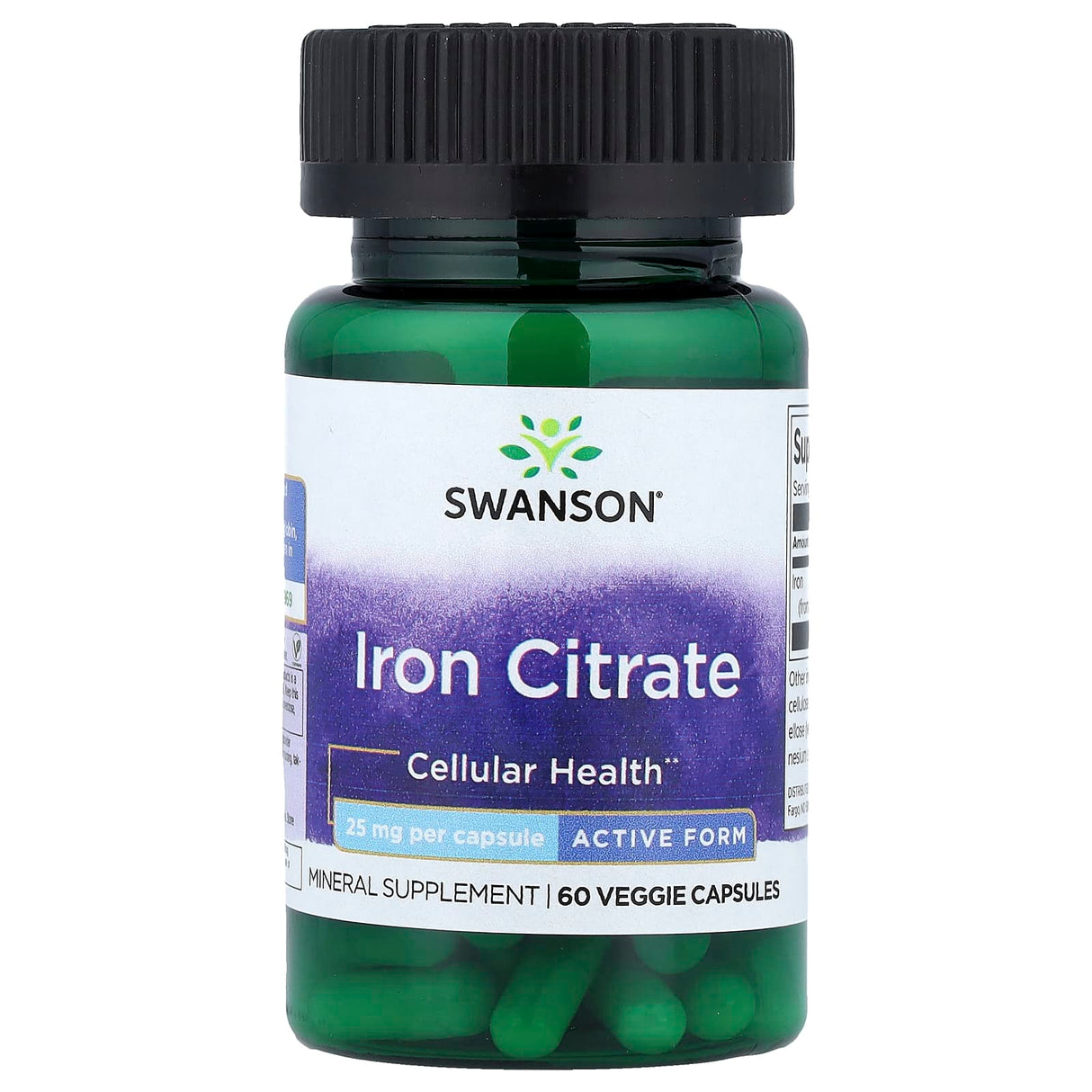 Iron Citrate (Citrat de Fier), 25 mg, Swanson, 60 capsule SW1377