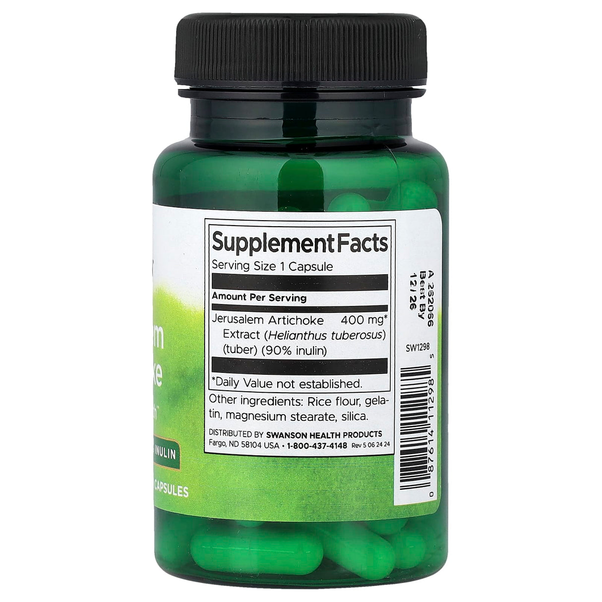 Jerusalem Artichocke Prebiotic, 400 mg, Swanson, 60 capsule SW1298