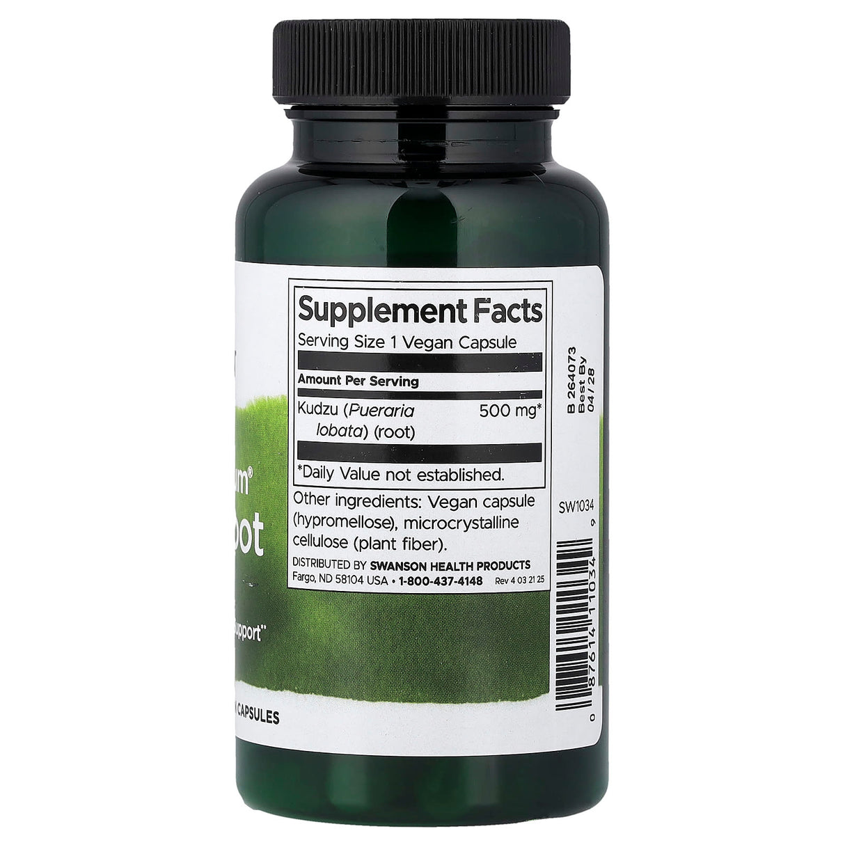Kudzu Root Full Spectrum, 500mg, Swanson, 60 capsule SW1034