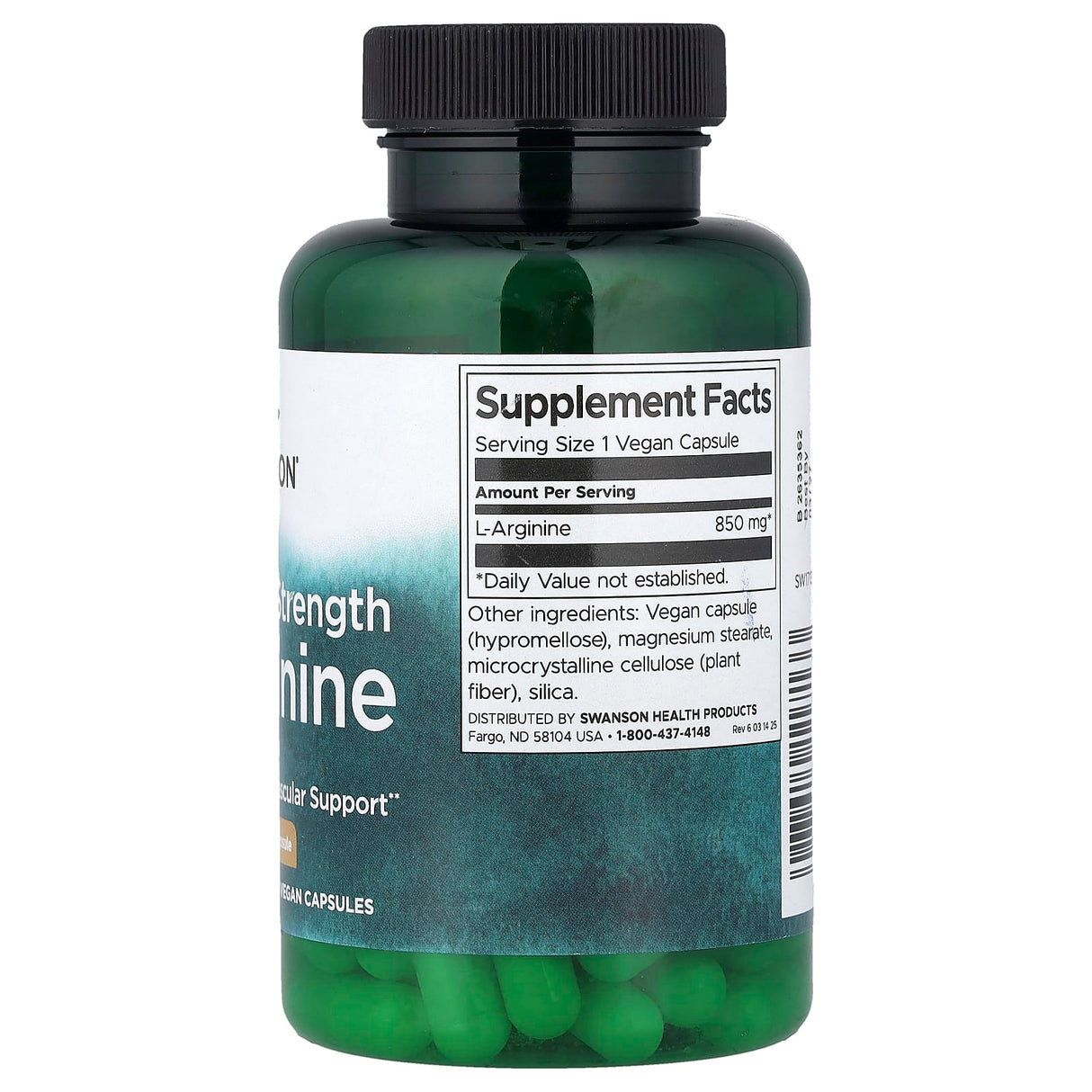 L-Arginine Maximum Strength, 850 mg, Swanson, 90 capsule SW1713