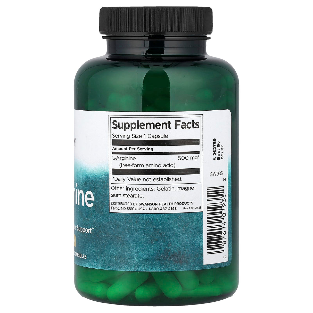 L-Arginine, 500 mg, Swanson, 200 capsule SW935