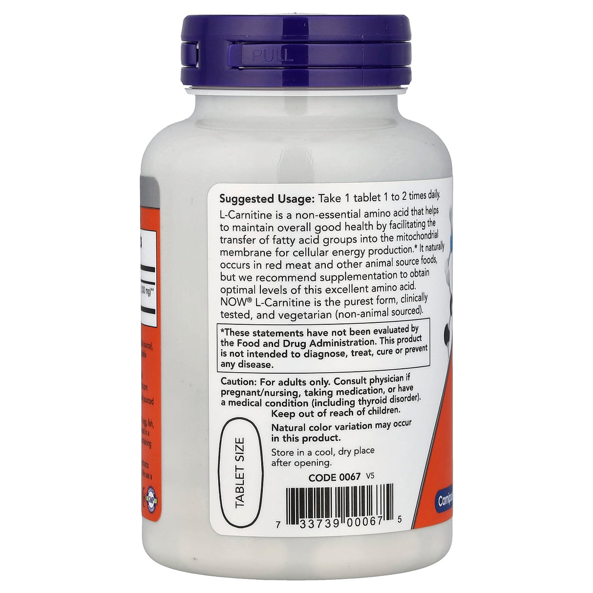 L-Carnitine Carnipure, 1000 mg, Now Foods, 50 tablete
