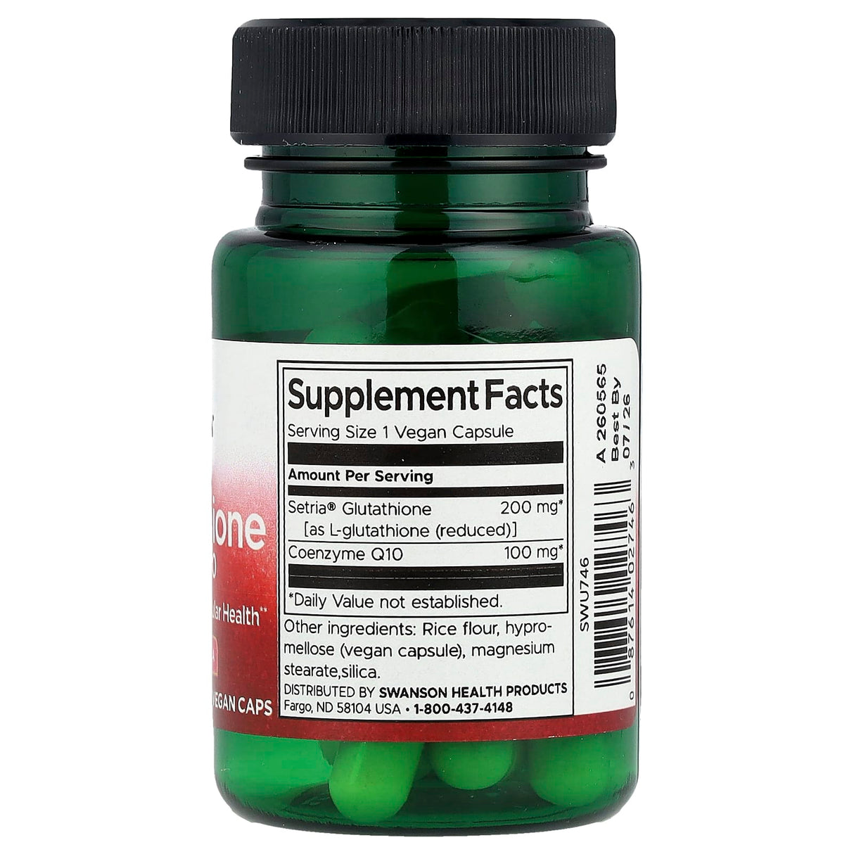 L-Glutathione 200 mg with CoQ10, 100 mg, Swanson, 30 capsule SWU746